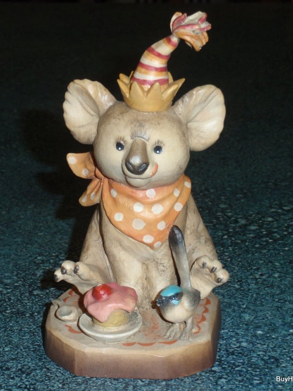 "Party Time" Anri LIMITED EDITION Sarah Kay Koala Bear 5" Wood Carving #653605